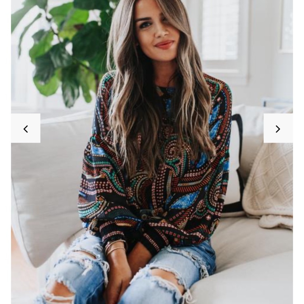 Vici Black Multi Colored Blouse